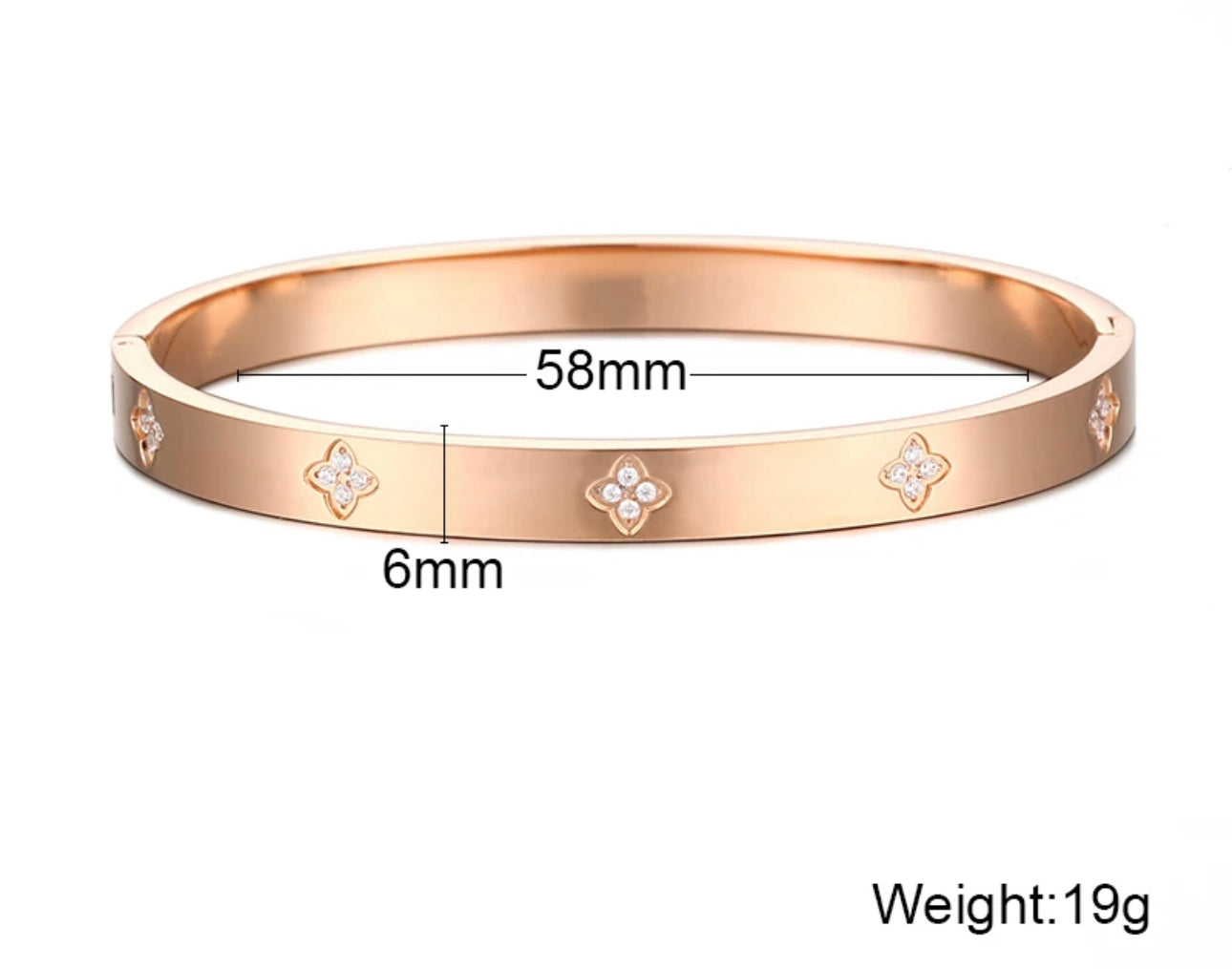Rose Gold Clover Sparkle Bangle