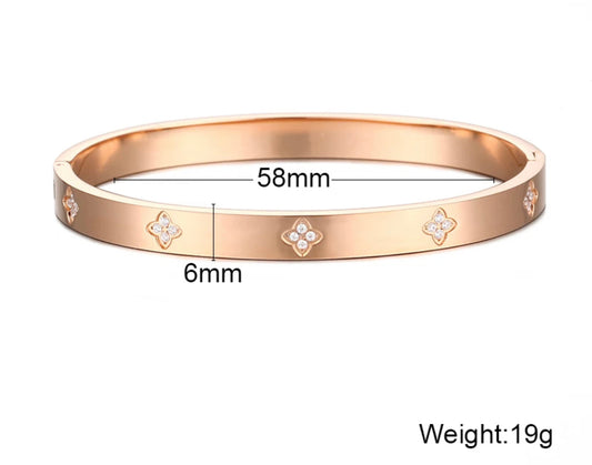 Rose Gold Clover Sparkle Bangle