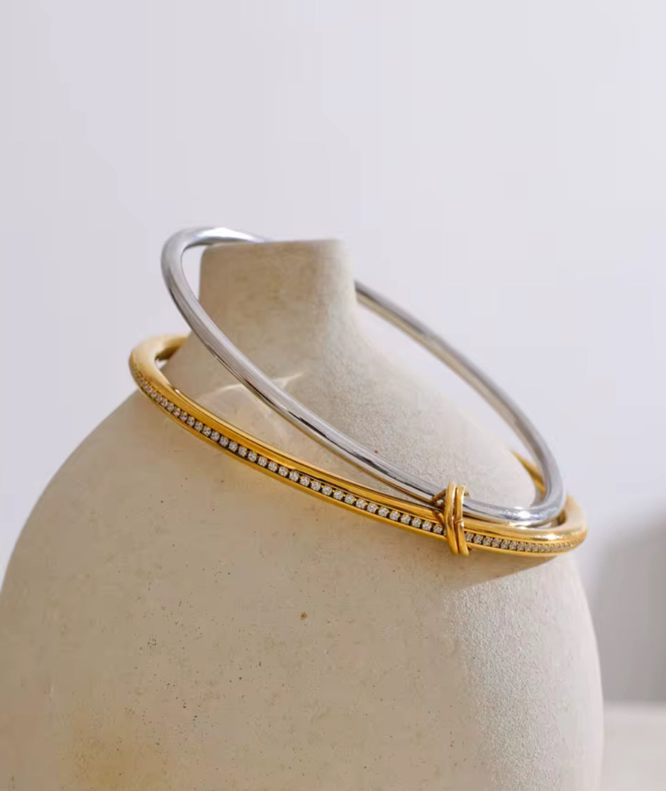 Two Tone Channel Satin Double Bangle