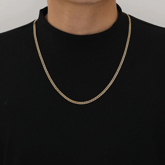 Mens Gold Close Link Cube Chain (60cm)
