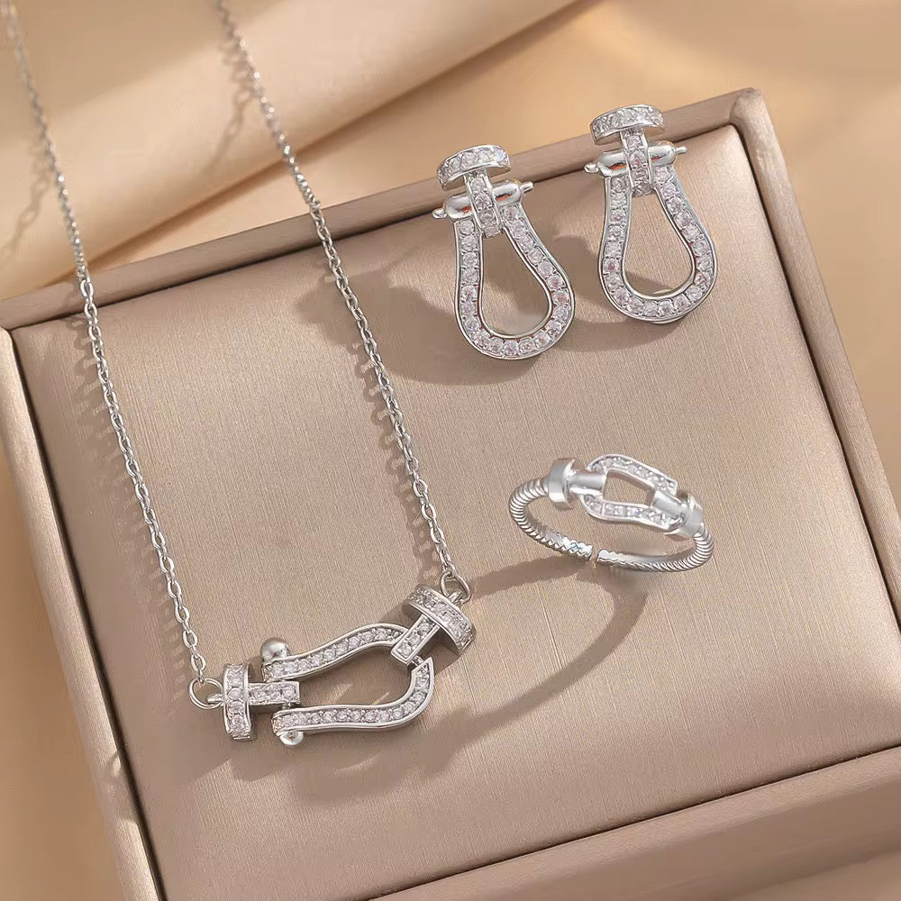 Silver Ashley Set (Mix Metal, 18k White Gold Plating)