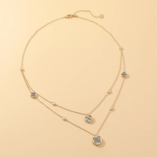 Gold Euro Flash Double Layer Necklace