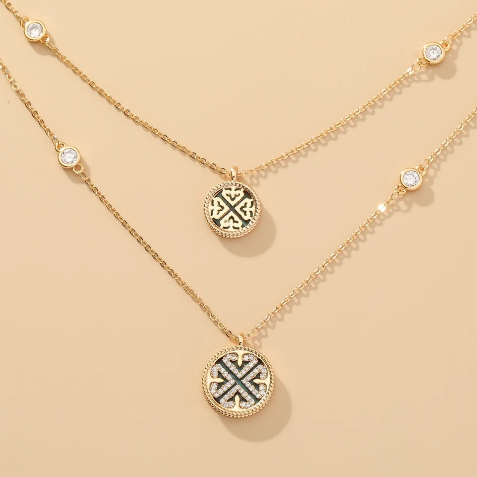 Gold Euro Flash Double Layer Necklace