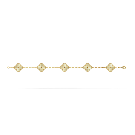 Gold Vintage Clover Bracelet (925,Heavyweight)