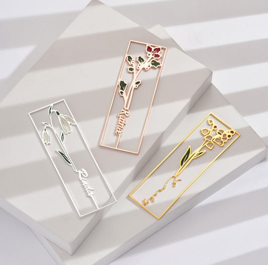 Personalised BirthFlower Bookmark (Gold, Silver, Rose)