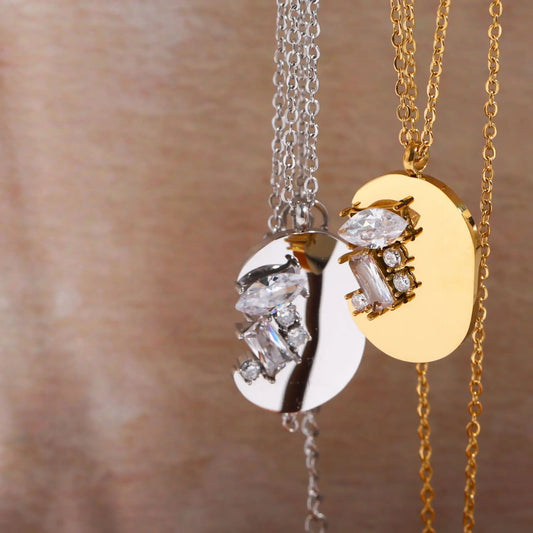 Oval Scattered Cubic Plate (Gold & Silver)