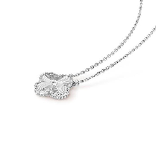 Full Silver Floating Clover Laser Cut Necklace (925)