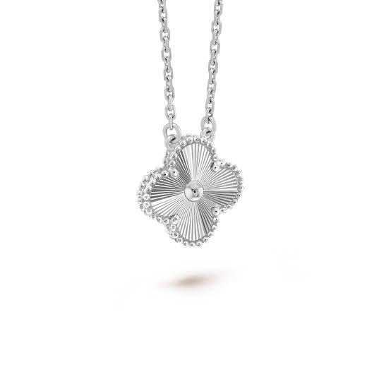 Full Silver Floating Clover Laser Cut Necklace (925)