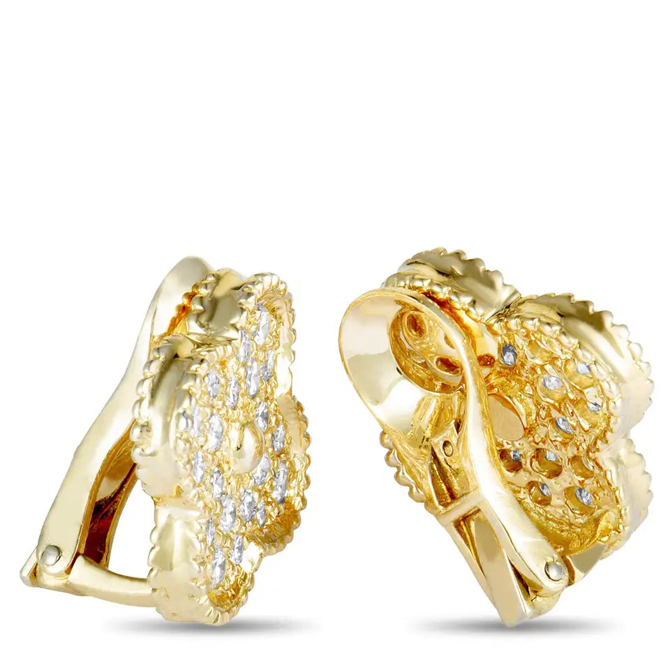 Ayesha Seedat Gold Vintage Clover Pave Clip On Earring (925)