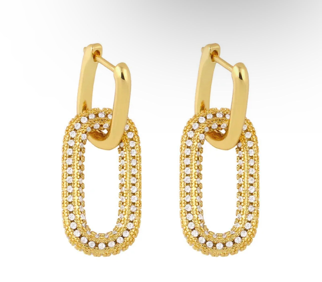 Gold Pave Link Cuban Set