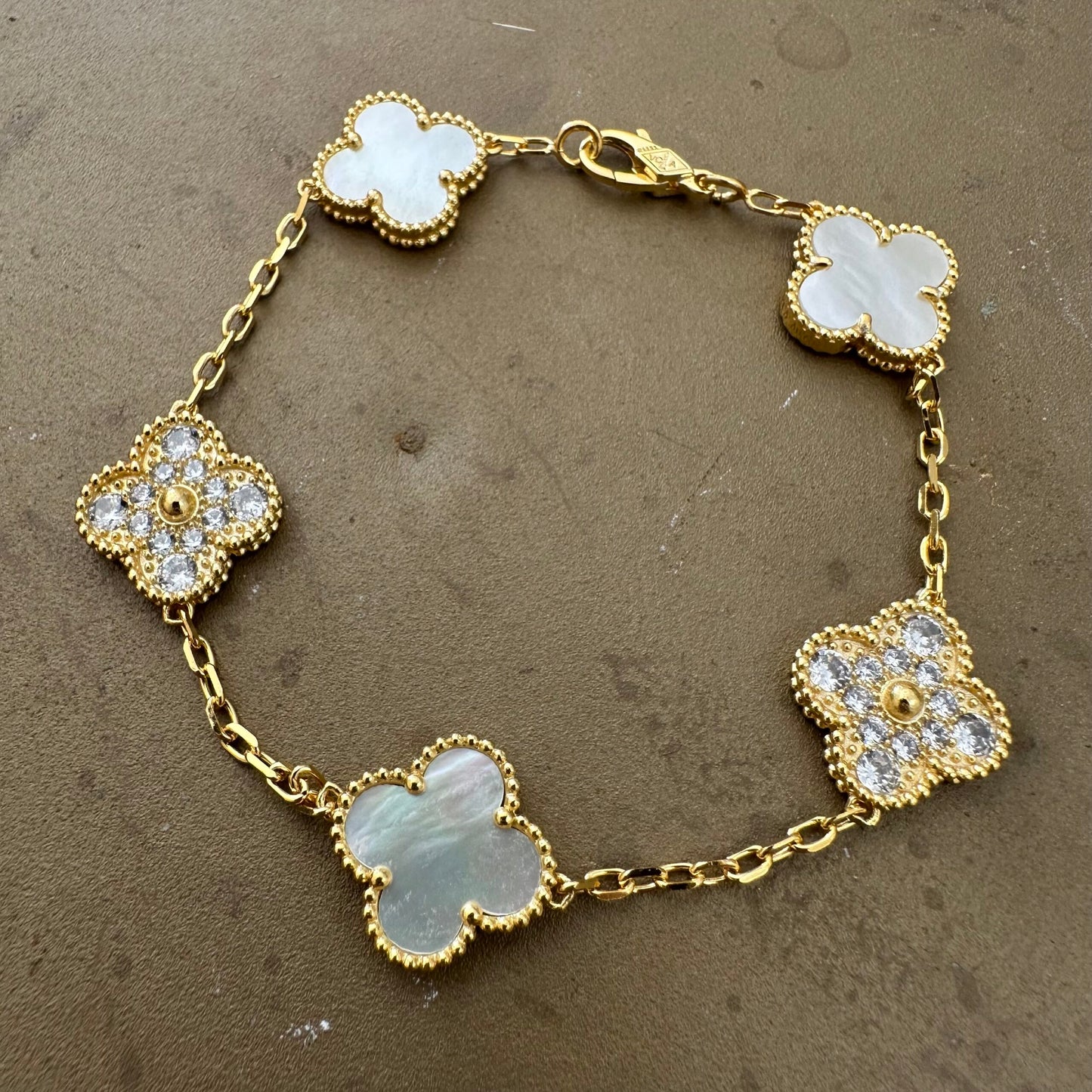 Gold & Pearl Vintage Pearl Pave Bracelet (925)
