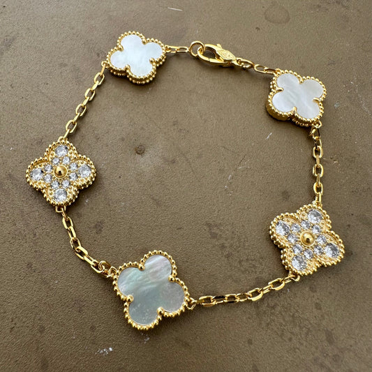Gold & Pearl Vintage Pearl Pave Bracelet (925)