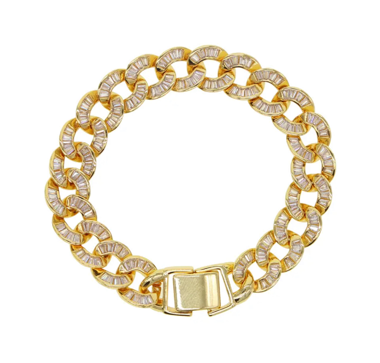 Gold Baguette Cuban Link Bracelet