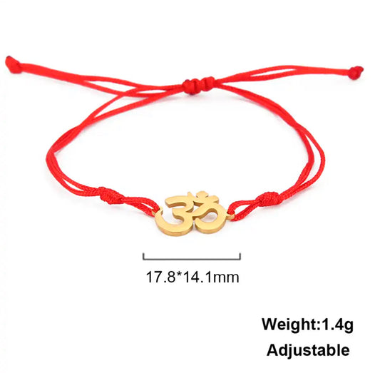 Red & Gold String Aum Bracelet