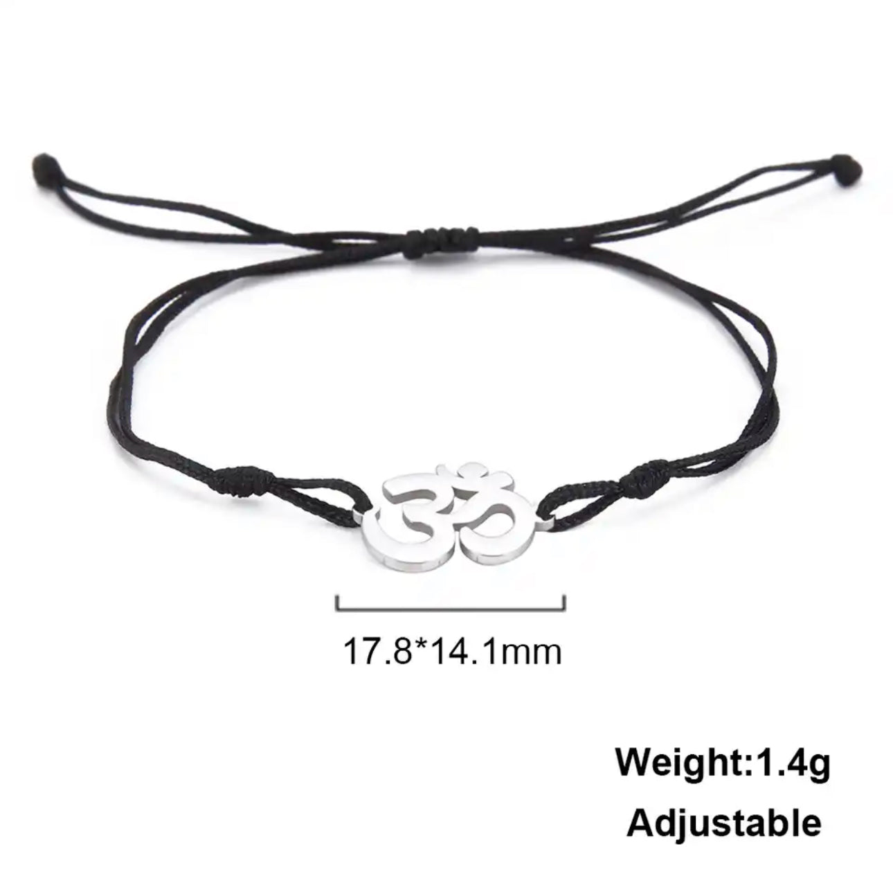 Black & Silver String Aum Bracelet