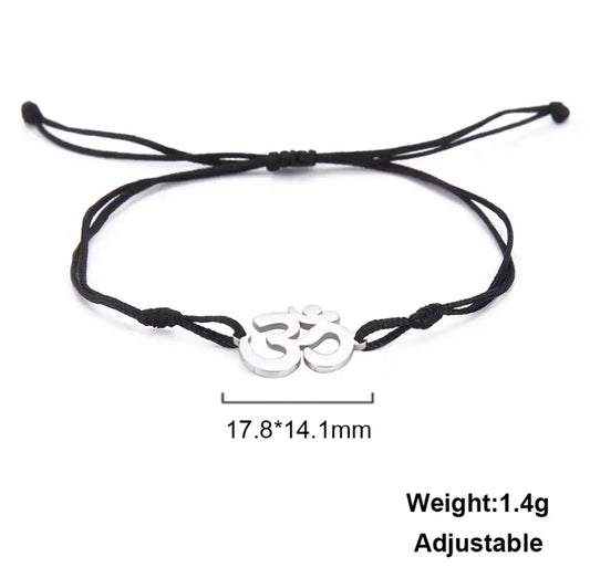 Black & Silver String Aum Bracelet