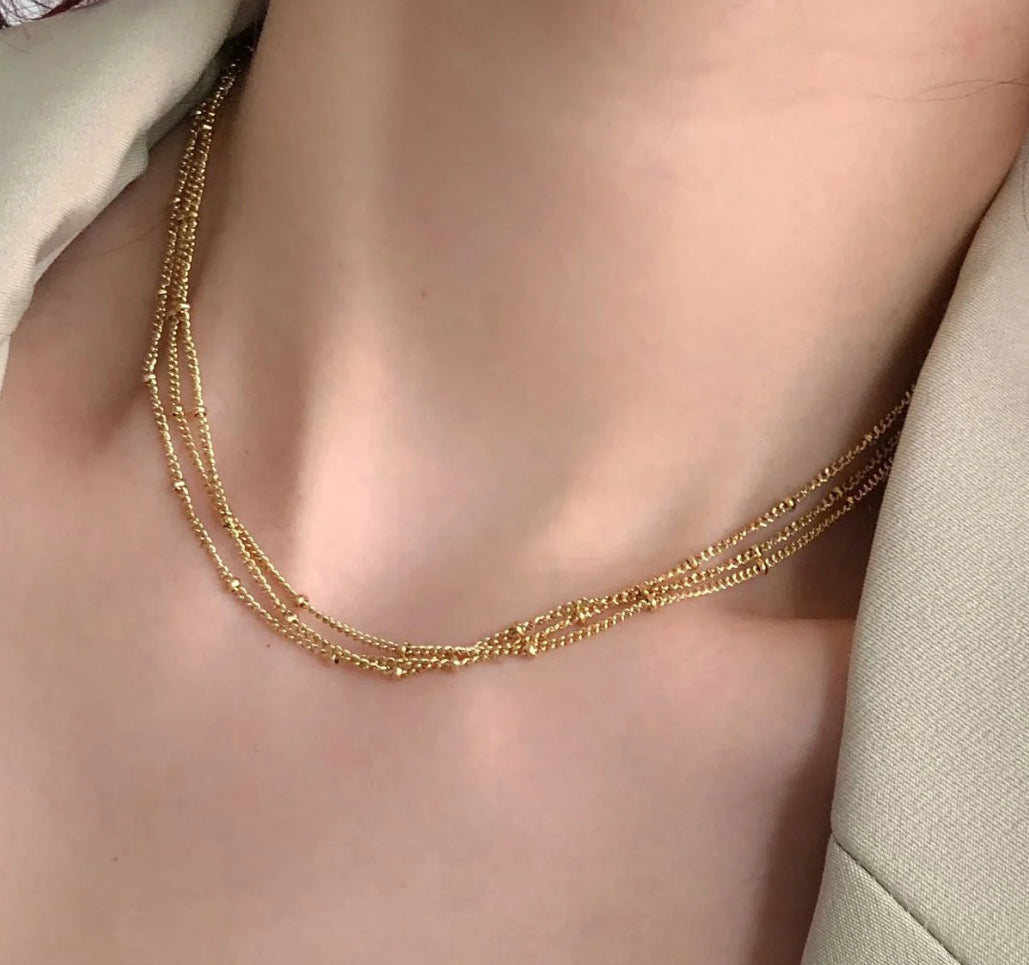 Triple Layer Bead Ball Necklace