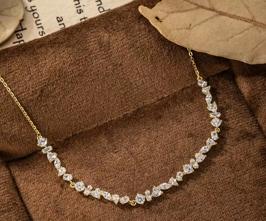 Gold Luxe NSCD Six Mix Tennis Necklace (925, Vermeil)