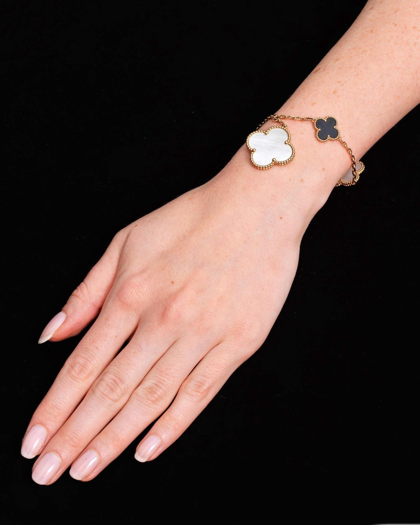 Rose Gold & Multi Colour Glam Drop Clover Bracelet (925, Vermeil)