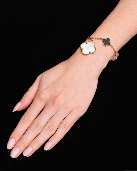 Rose Gold & Multi Colour Glam Drop Clover Bracelet (925, Vermeil)