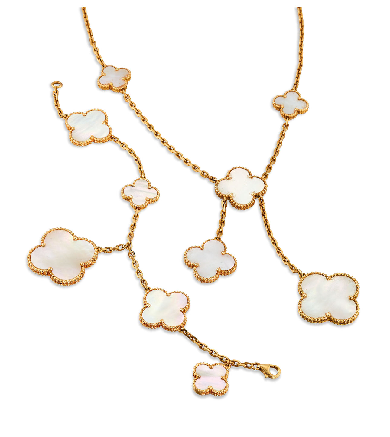Rose Gold & Pearl Glam Drop Clover Bracelet (925, Vermeil)