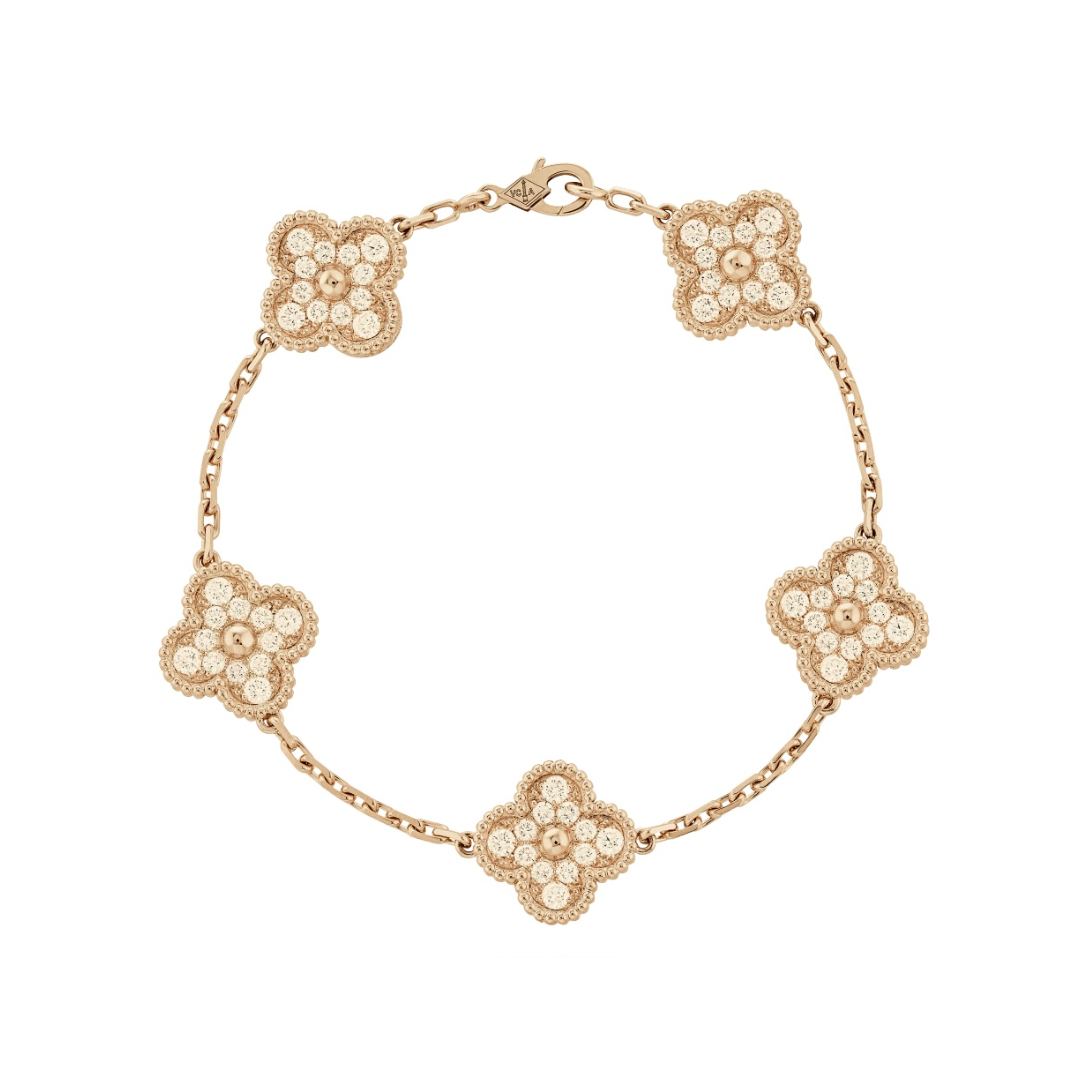 Full Rose Gold Clover Vintage Pave Bracelet (925)