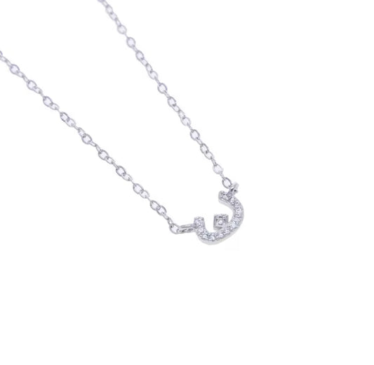 Cutesy Pave Arabic Initial Cubic Necklace (925)