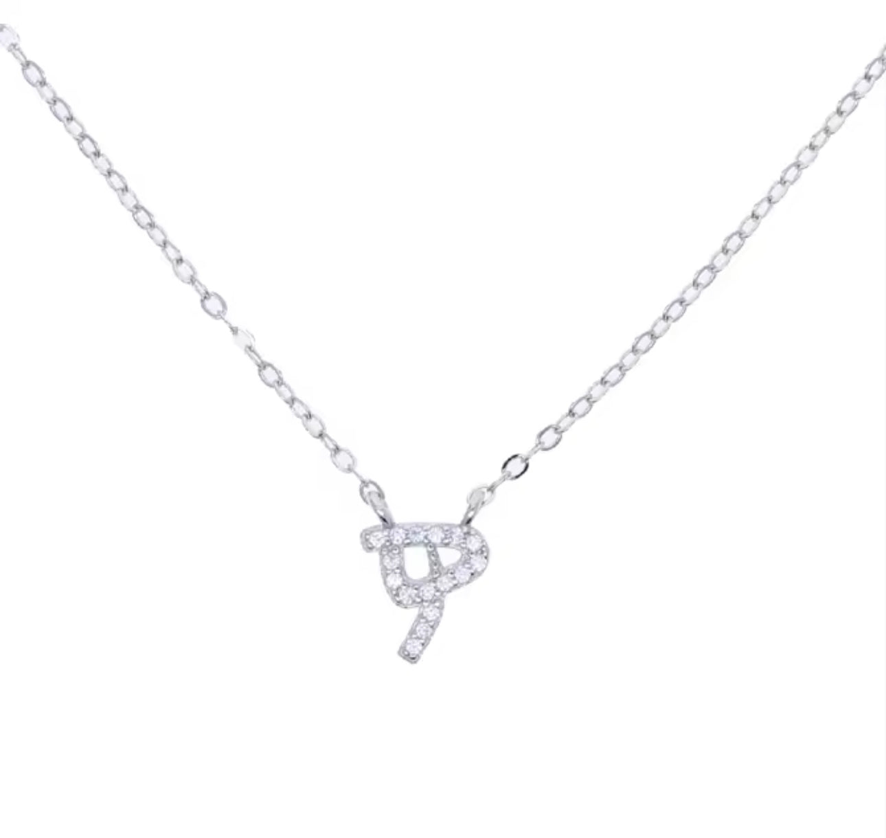 Cutesy Pave Arabic Initial Cubic Necklace (925)
