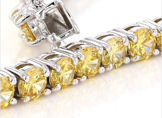 Silver & Yellow 3mm Moissanite Tennis Bracelet (925, Vermeil)