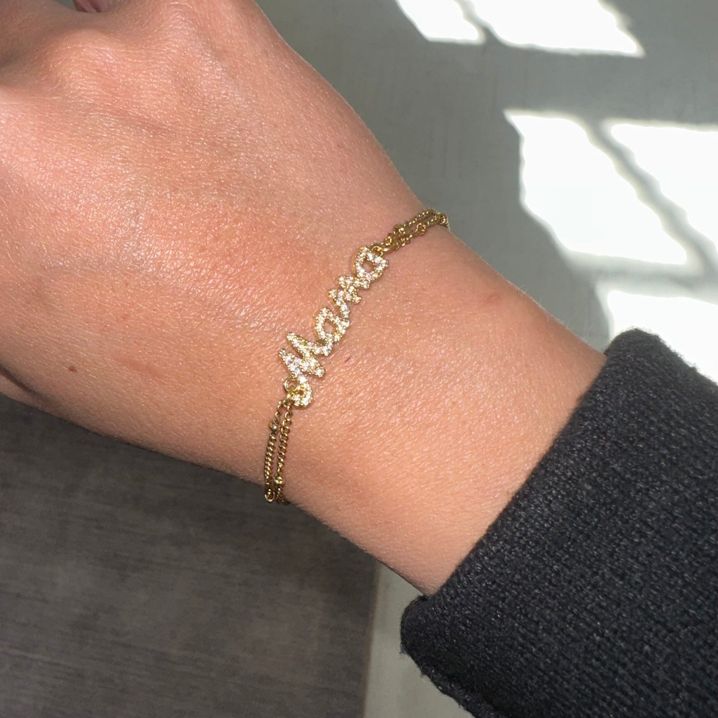 Gold Double Bead Ball Mama Bracelet