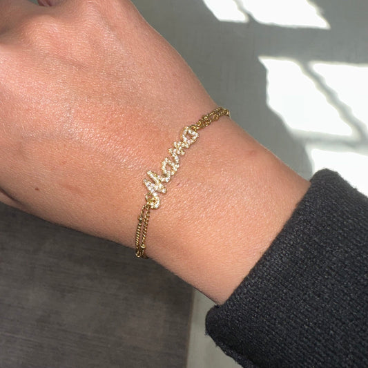 Gold Double Bead Ball Mama Bracelet