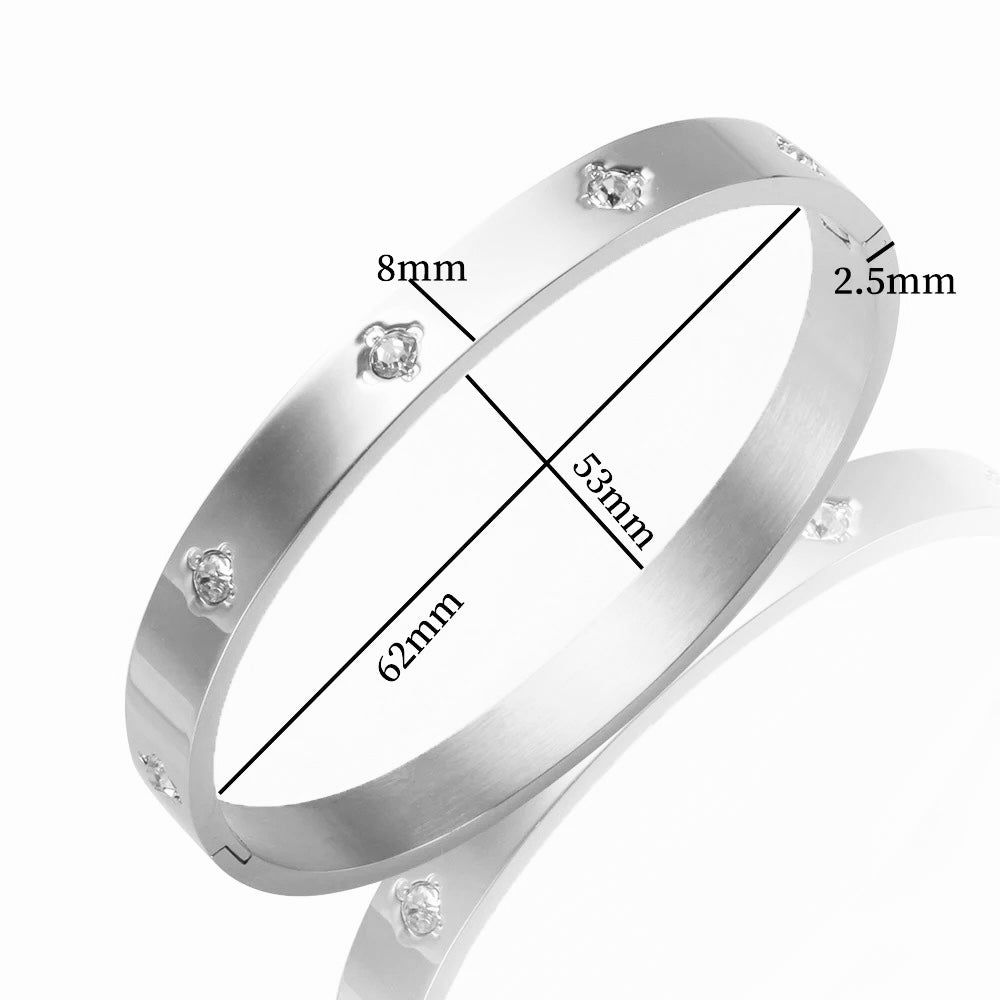 Silver 4 Point Clover Bangle