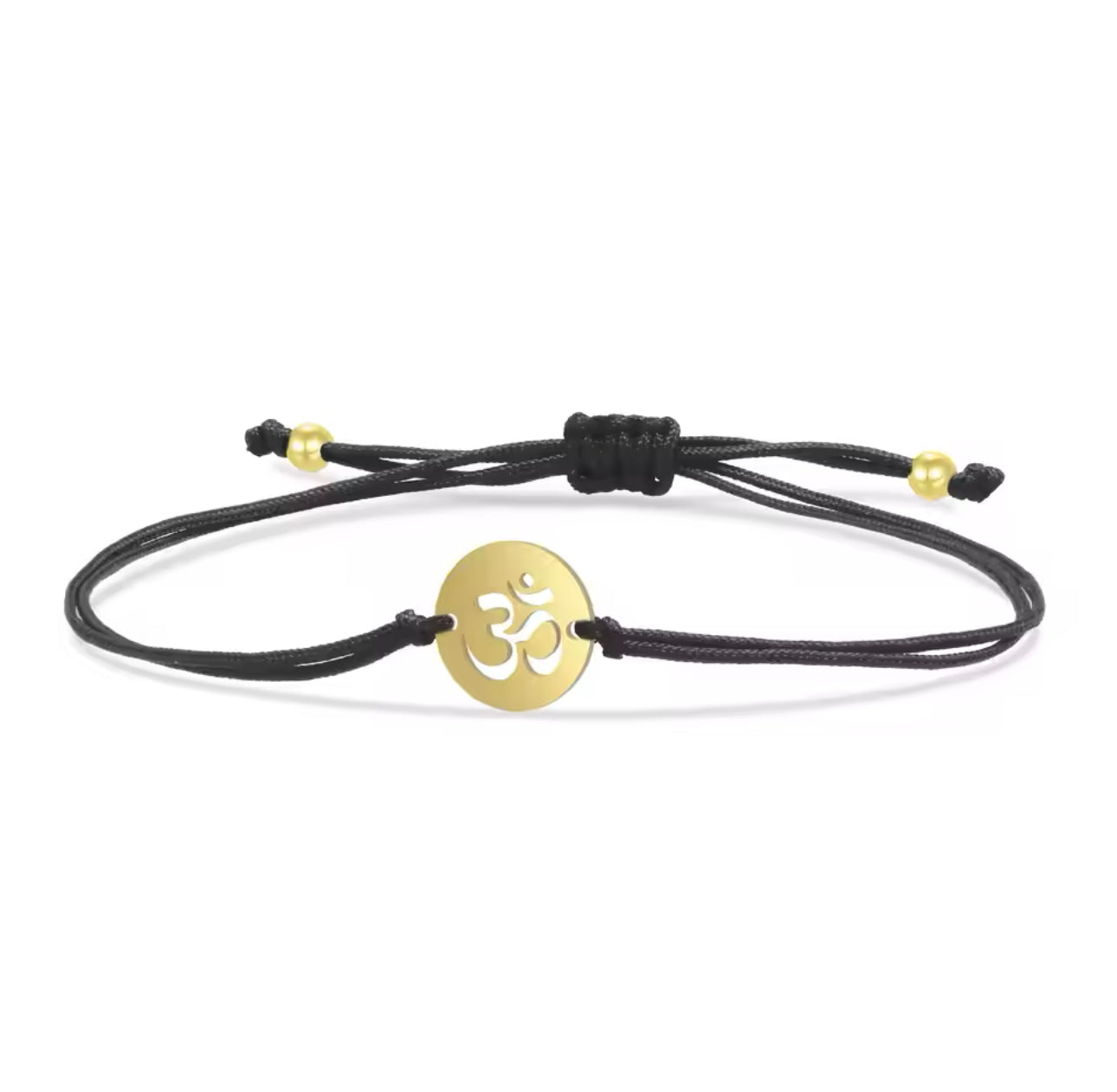Black & Gold Aum String Circular Bracelet