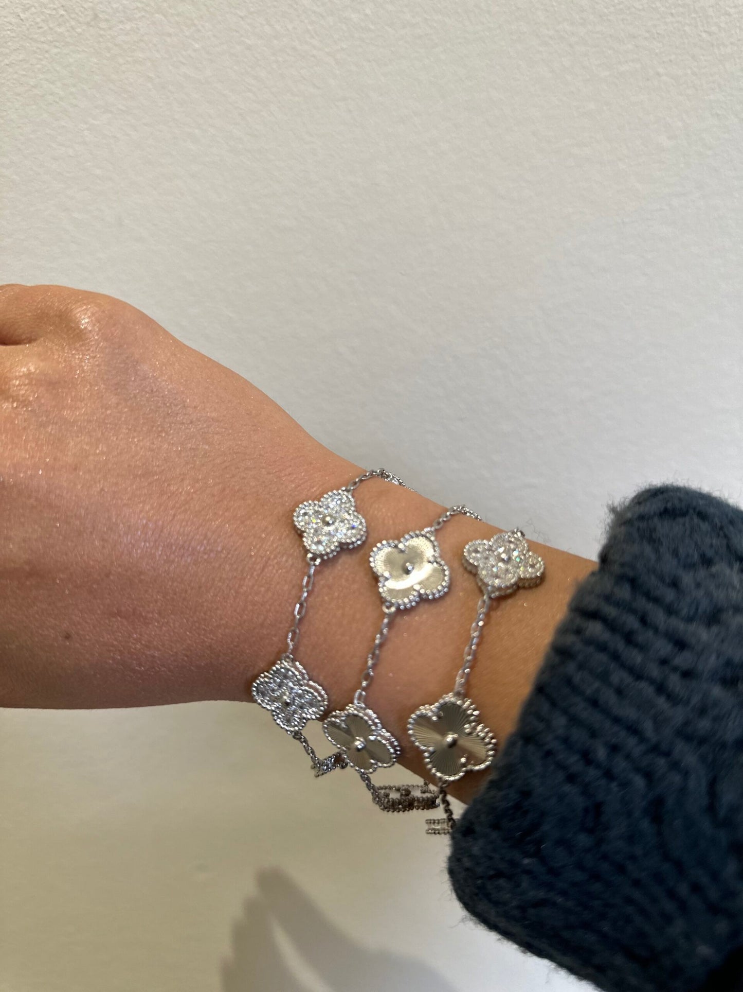 Full Silver Vintage Clover Bracelet (925, Heavyweight)