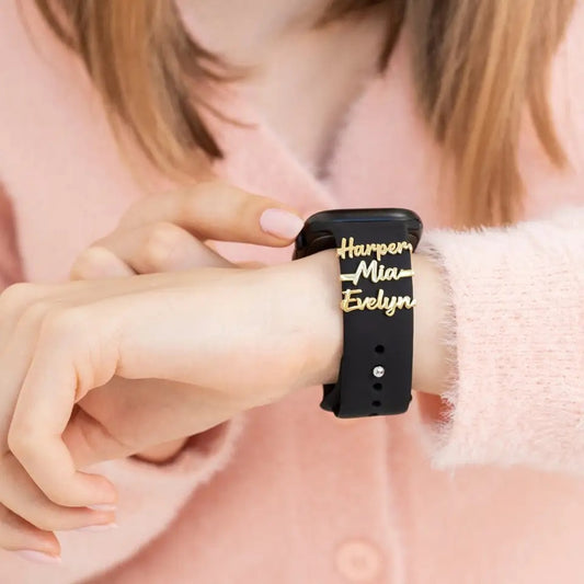 Personalised Nameplate Apple Watch Clip (Gold, Silver, Rose)