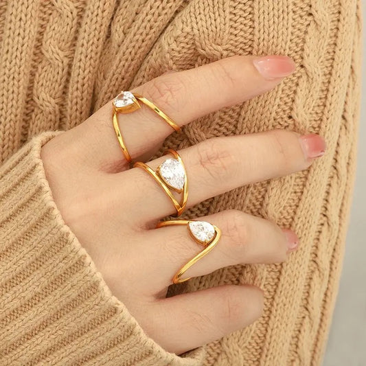 Gold Abstract Pear Slip On Ring