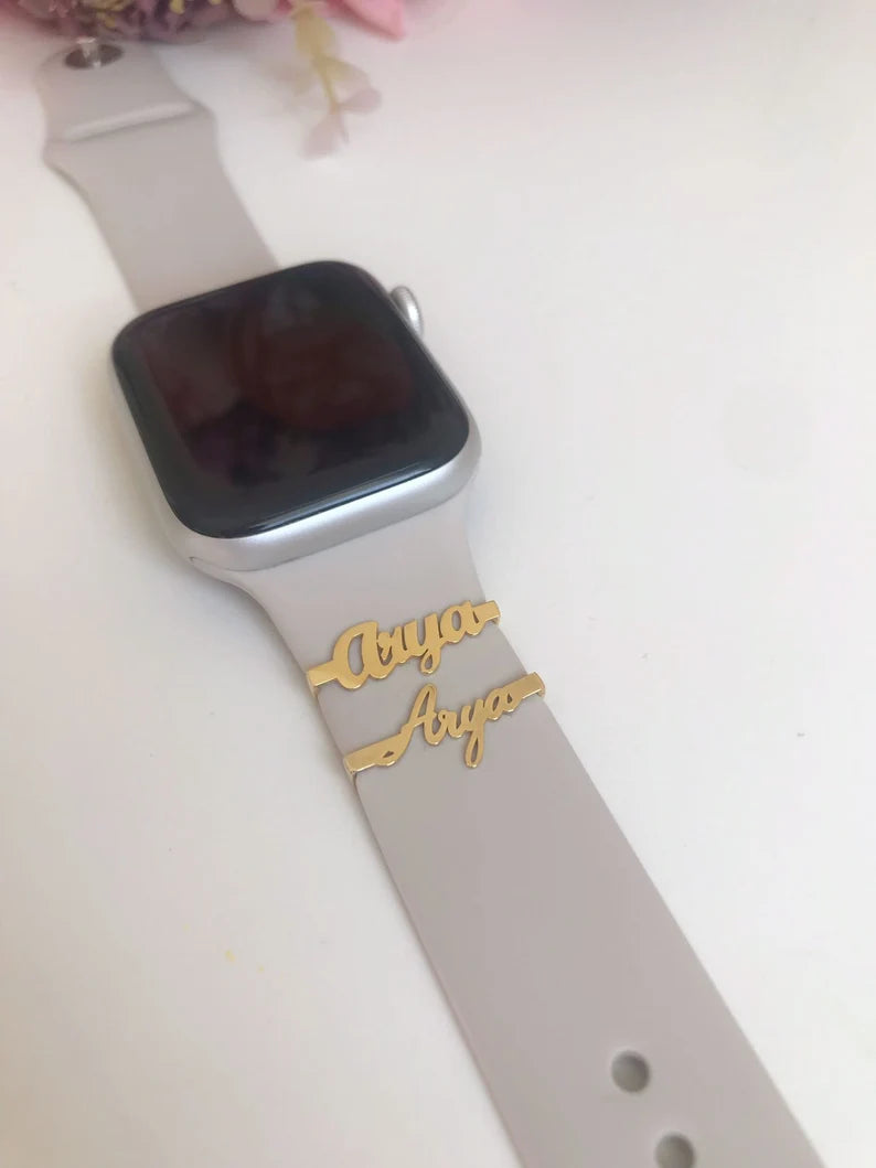 Personalised Nameplate Apple Watch Clip (Gold, Silver, Rose)