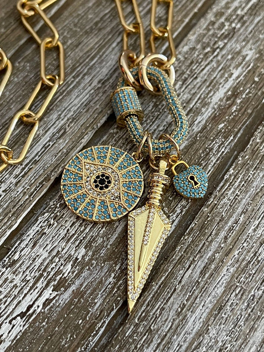 Bahama Blue Evil Eye Charm Necklace