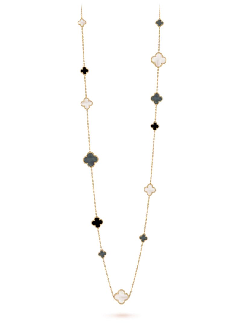 Gold & Multi Pearl & Agate Long Necklace (925, Vermeil)