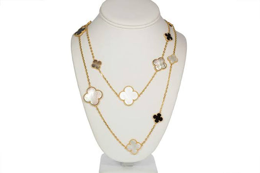 Gold & Multi Pearl & Agate Long Necklace (925, Vermeil)