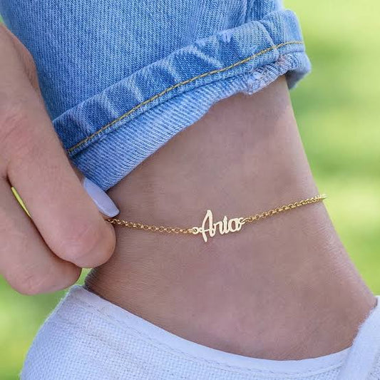 Personalised Nameplate Anklet (Gold, Silver, Rose)