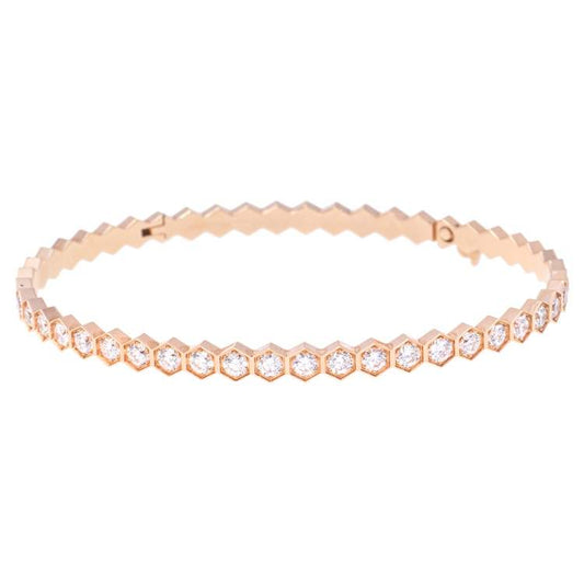 Rose Gold Honeycomb Glitz NSCD Eternity Bangle (925, Vermeil)
