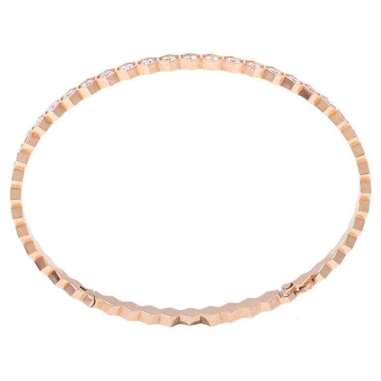 Rose Gold Honeycomb Glitz NSCD Eternity Bangle (925, Vermeil)