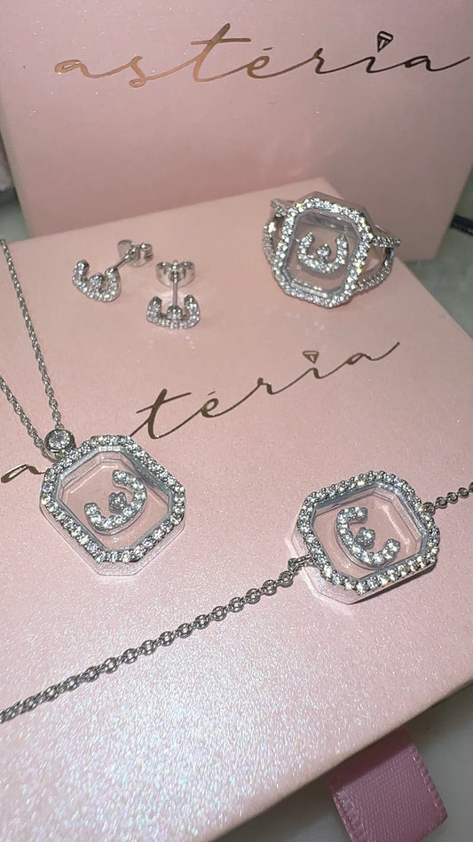 The PlexiGlass Arabic Set (Pendant, Bracelet, Ring, Earring, 925)