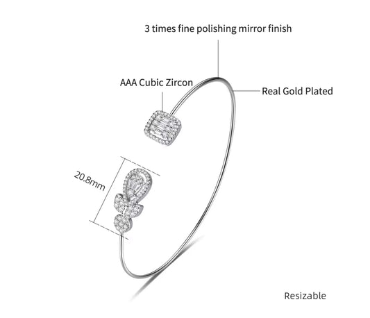 Silver Glamour Overlap Bangle ( Mix Metal)