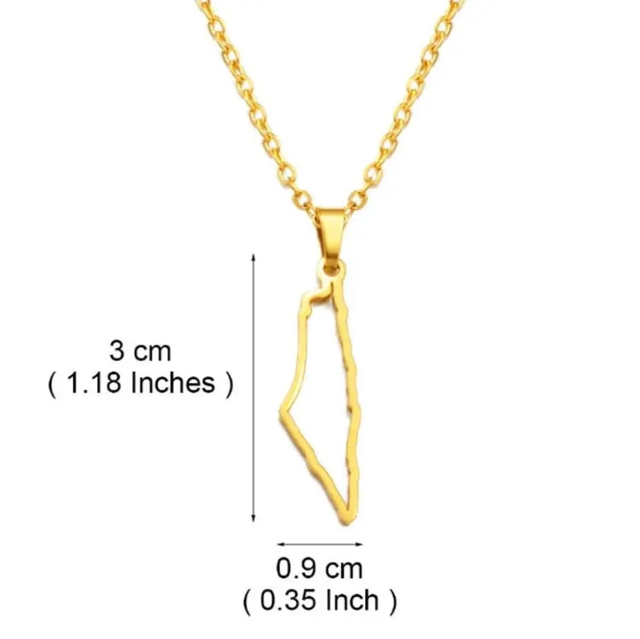 Dainty Palestine Map Necklace (Gold & Silver, 3cm)