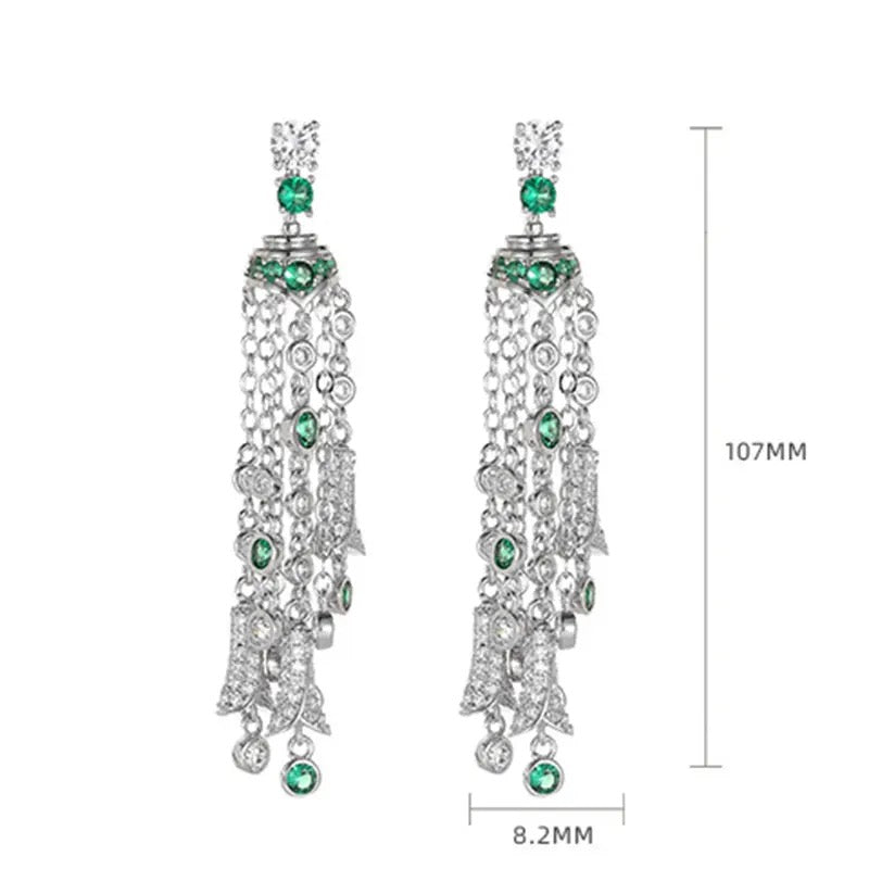 Emerald Opulence Tassle Earring (925)