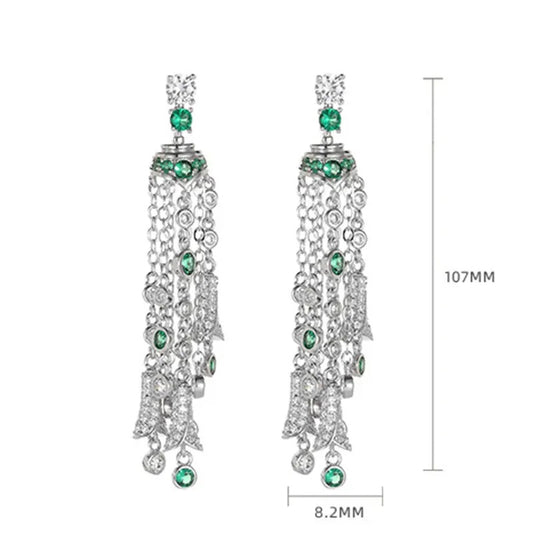 Emerald Opulence Tassle Earring (925)