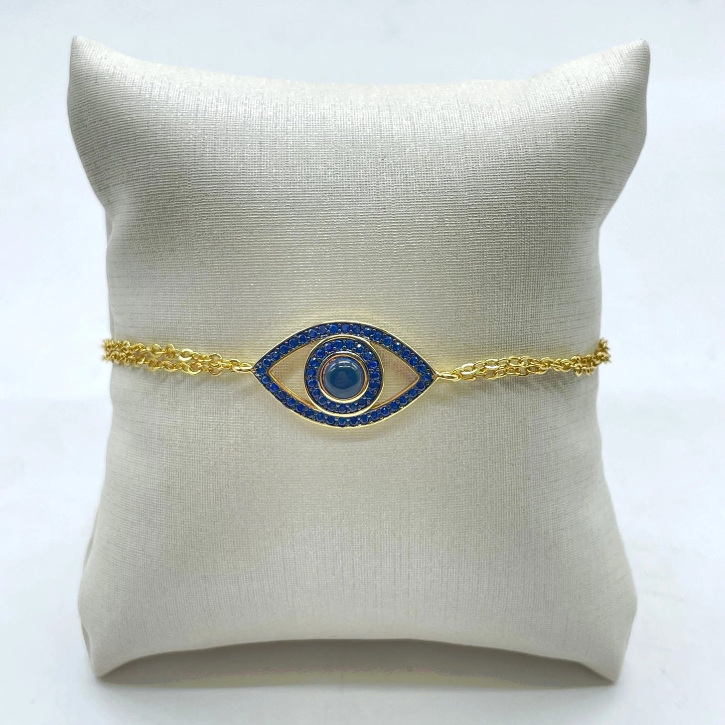 Ocean Eyes Blue & Gold Evil Eye Bracelet (925)