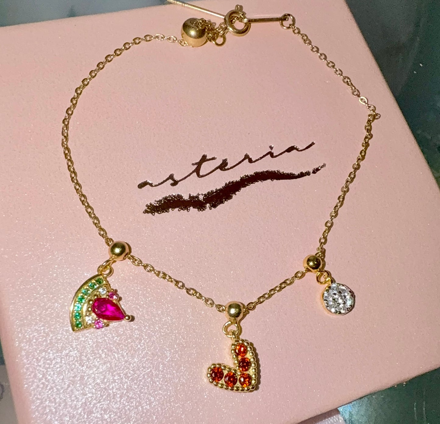 Elite Series Gold Red Heart Sparkle Charm (925, 18k Vermeil)